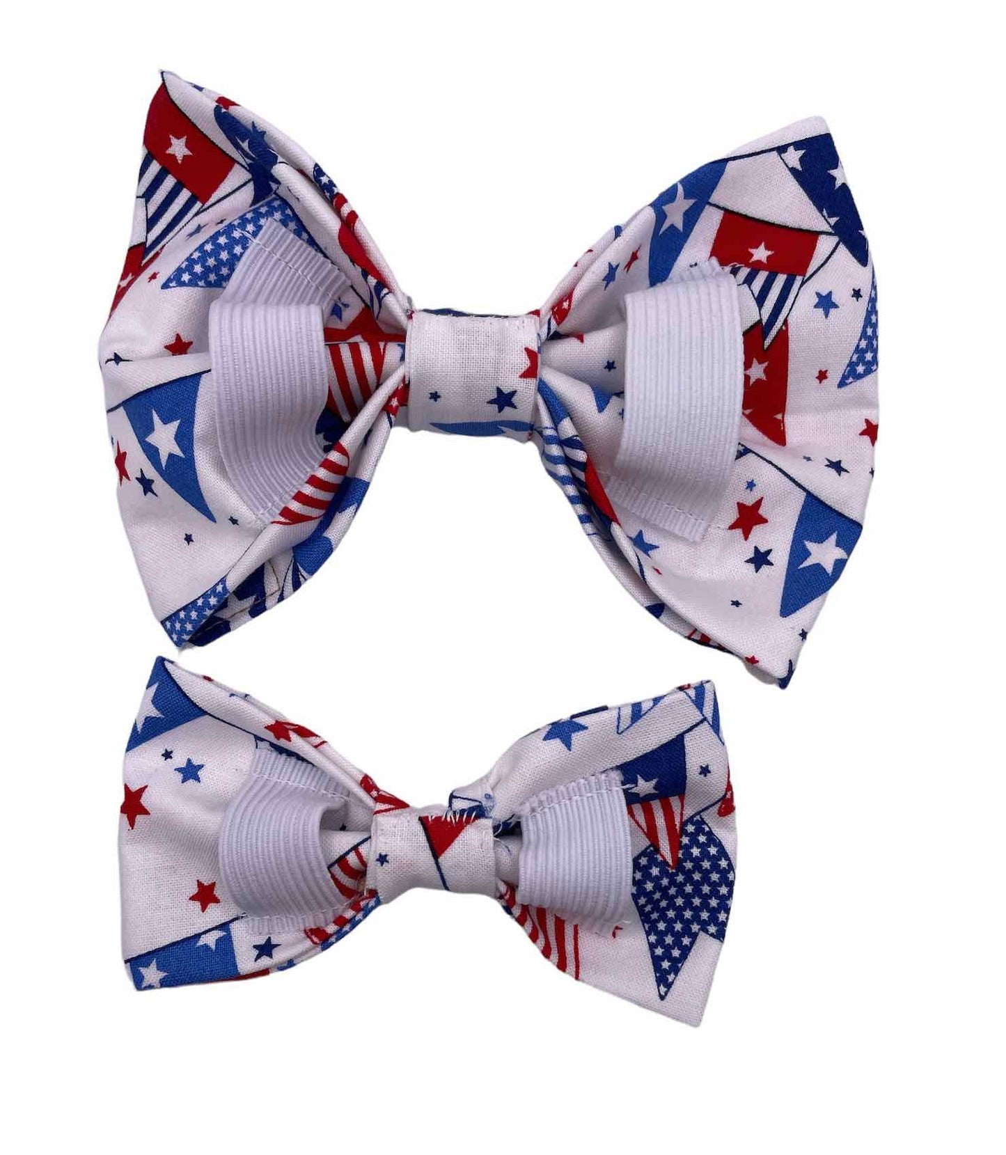 Festive Patriotic Pennant Dog Bow Tie