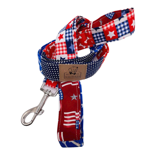 Red, White & Blue Dog Bone Leash