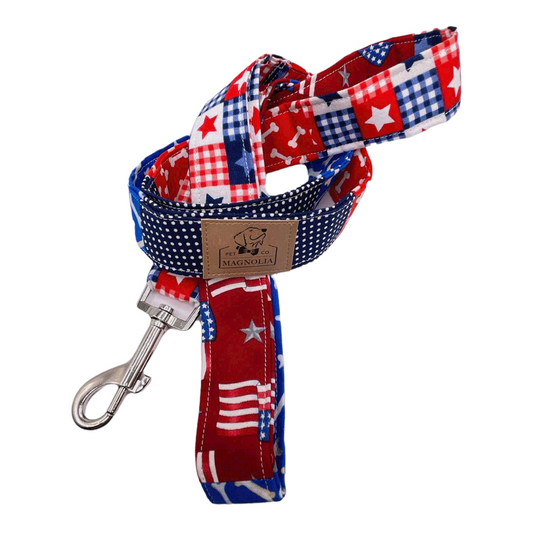 Red, White & Blue Dog Bone Parade Pet Leash