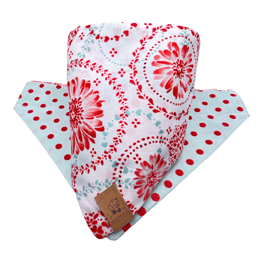 Valentine Floral with Red Polkadot Dog Bandana