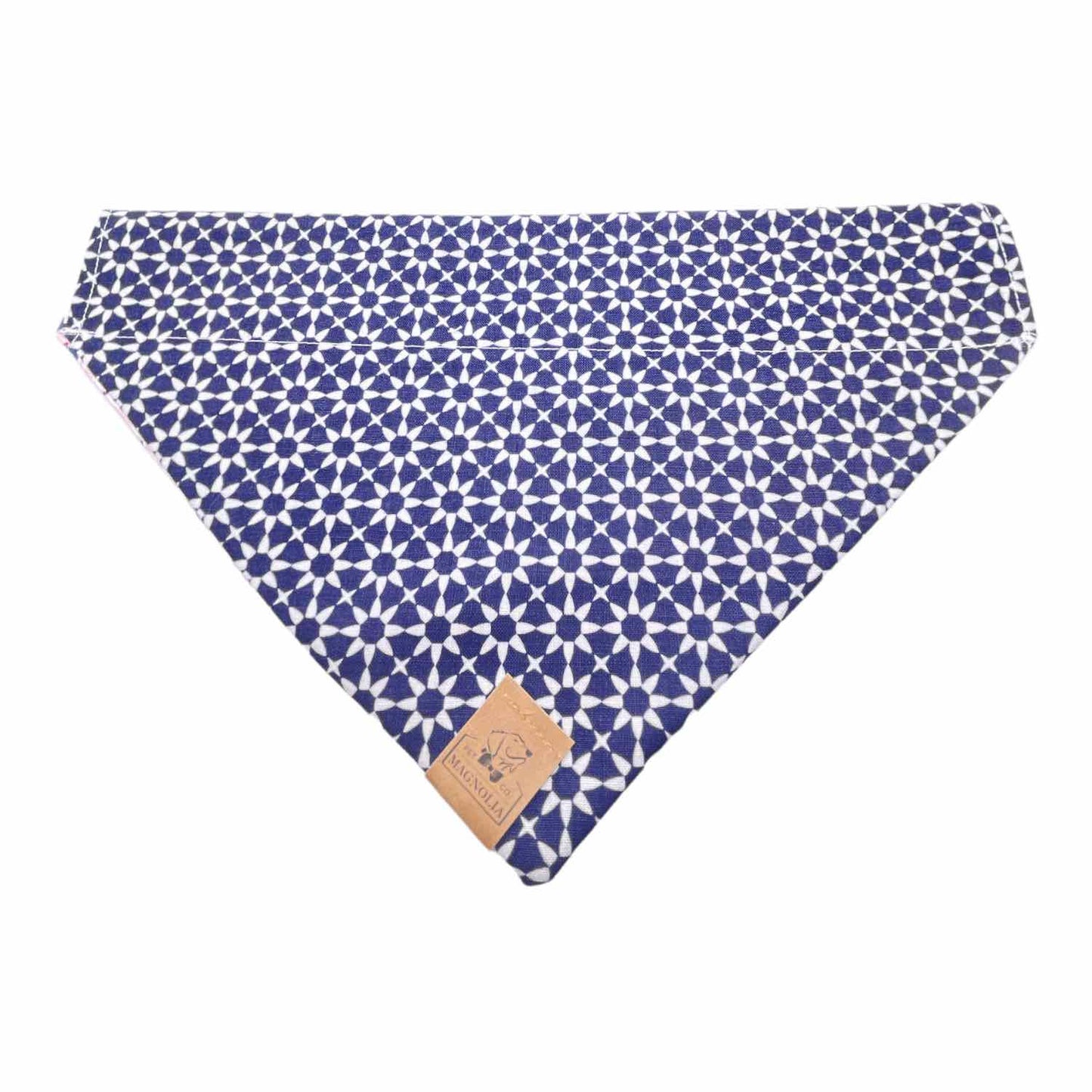 Pink & Navy Wildflower with Navy Starburst Pattern Dog Bandana