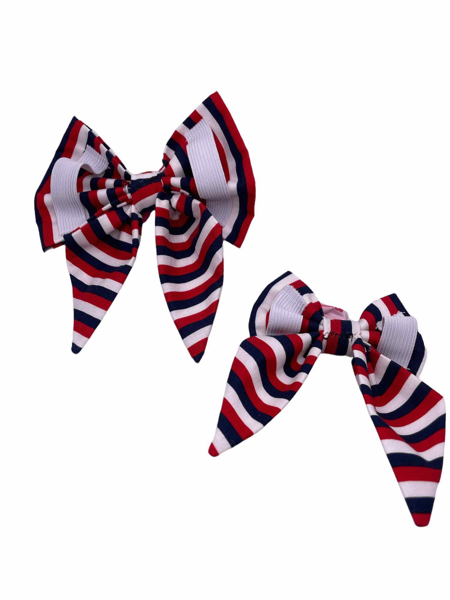 Red, White, and Blue Striped Dog Bow