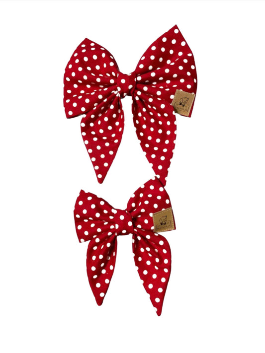 Red and White Polka dot Bow