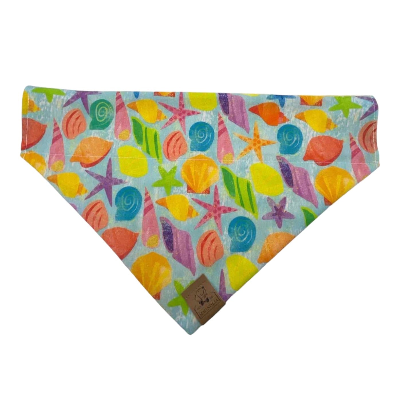 Seas on the Sea Shore reversible dog bandana with yellow back.