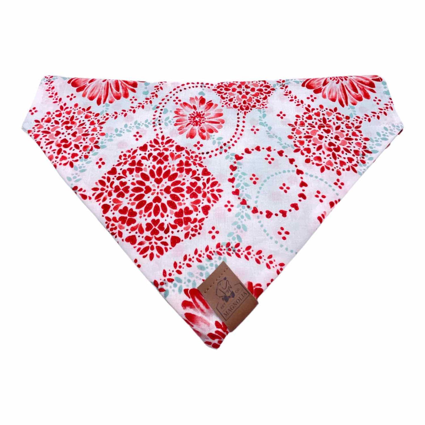 Valentine Floral with Red Polkadot Dog Bandana