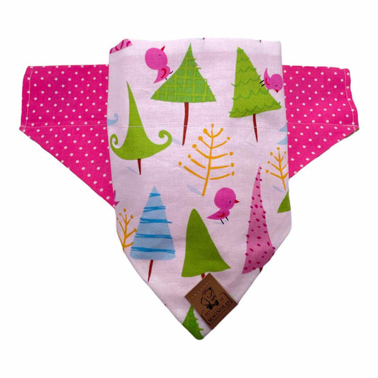 Whimsical Pink Bird Dog Bandana