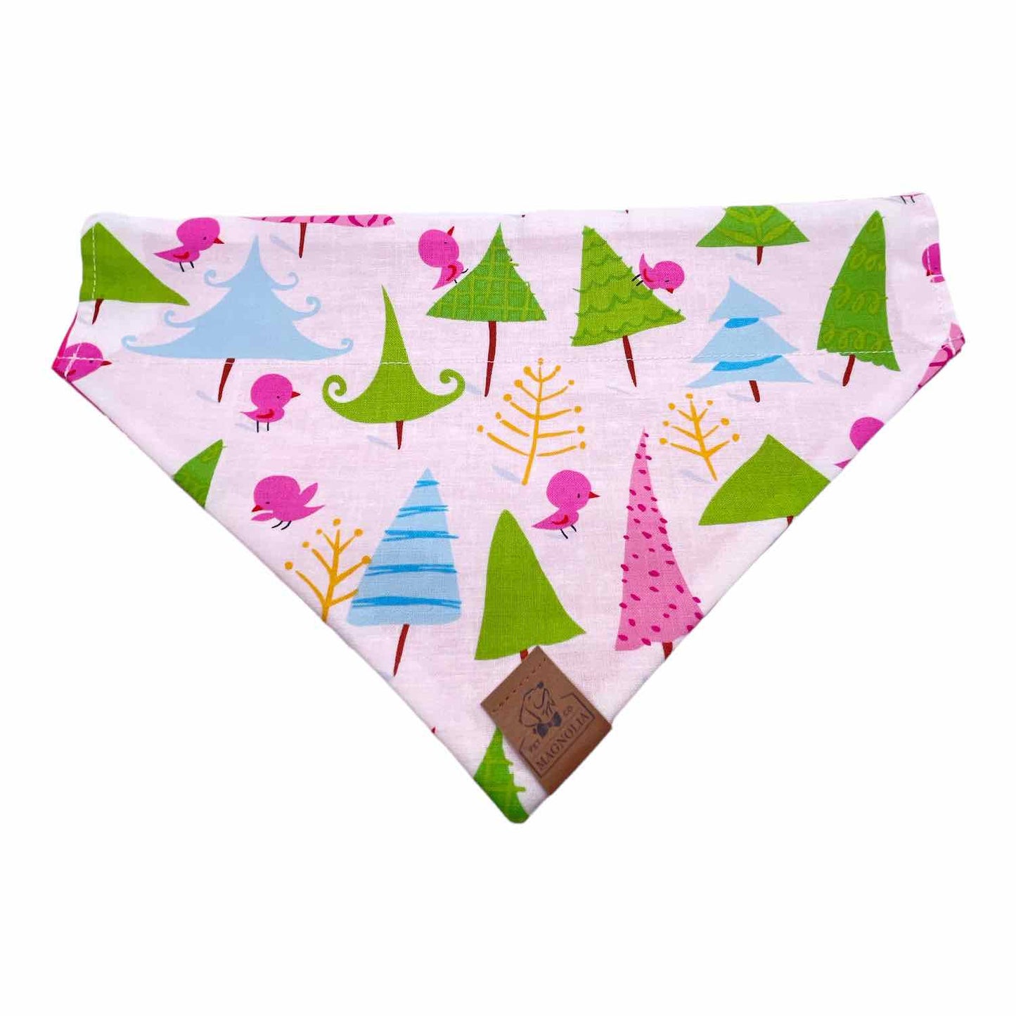 Whimsical Pink Bird Dog Bandana